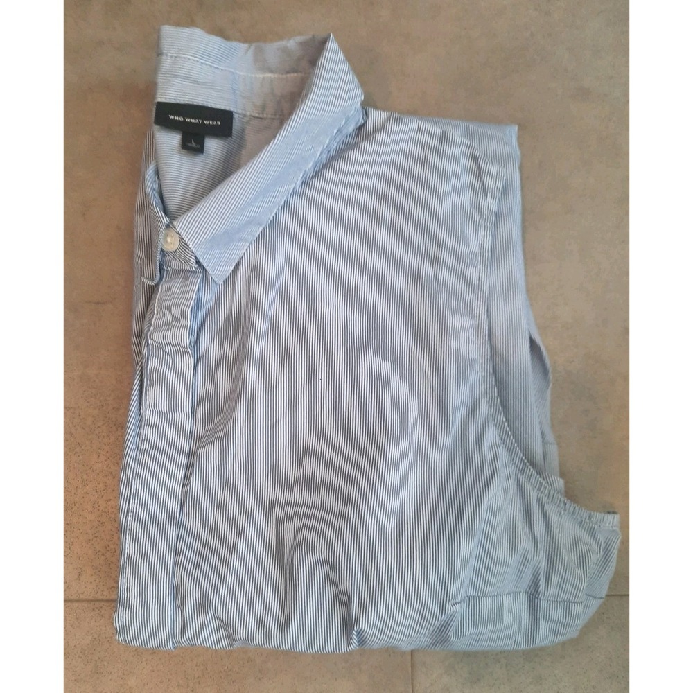 Who What Wear Dress Size Large Blue White Pre-owned